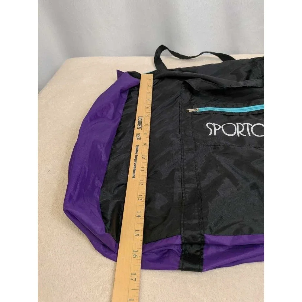 Sporto Nylon Black‎ Purple Duffel Travel Bag Foldable Carry On Zipper Pocket